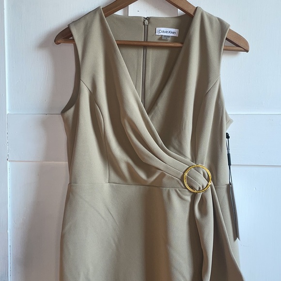CALVIN KLEIN Midi Dress Cocktail Formal Sleeveless Wrap Pencil Size 8 New - Picture 5 of 12